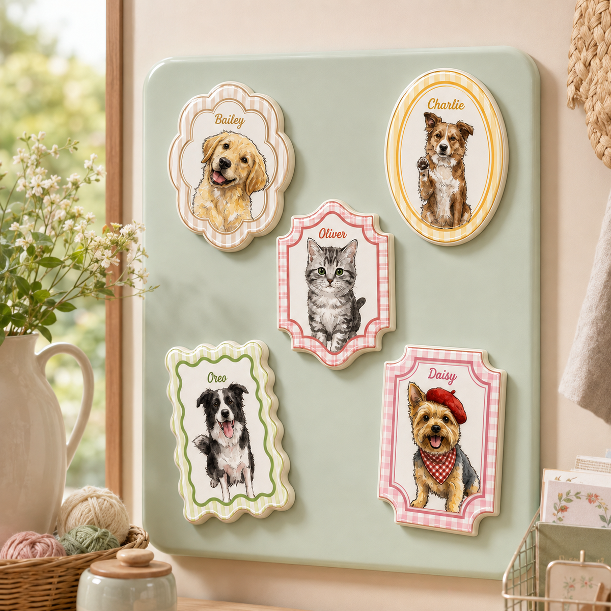 Custom Pet Portrait Watercolor Magnet, Personalized Dog & Cat Fridge Magnet, Custom Pet Memorial Gift