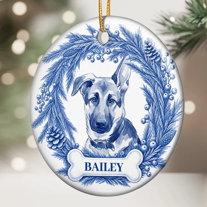 Personalized Pet Memorial Christmas Ornament with Photo & Name, Custom Dog Cat Ceramic Keepsake, Sympathy Gift for Pet Loss Dog Mom Cat Dad