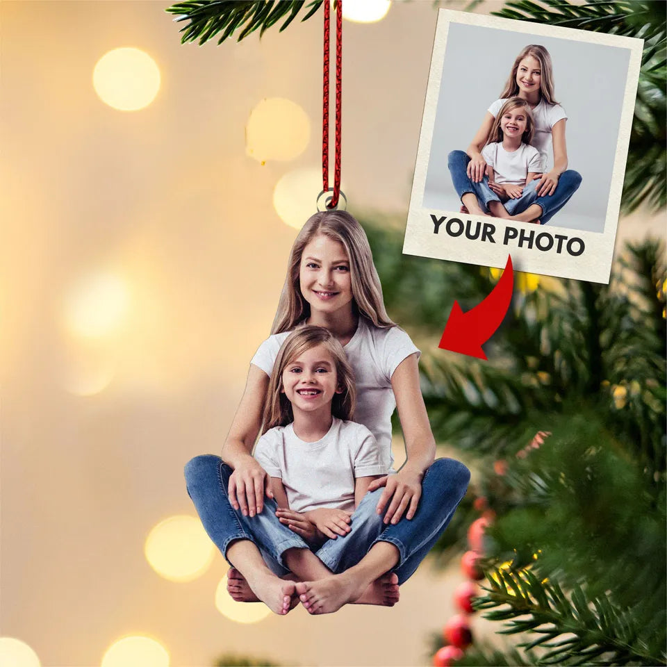 Personalized Family Photo Christmas Ornament, Custom Picture Acrylic Tree Keepsake, Photo Gift for Parents Grandparents Family