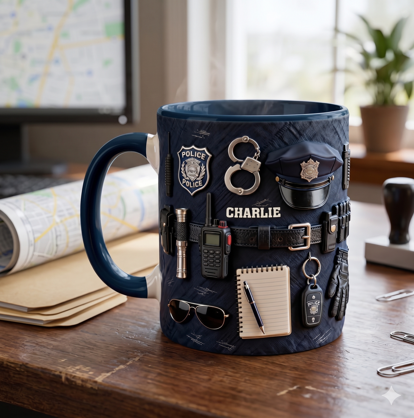 Personalized Police Officer 3D Effect Mug - Custom Name Law Enforcement Ceramic Coffee Cup, Police Academy Graduation Retirement Gift for Him Her, 11oz 15oz