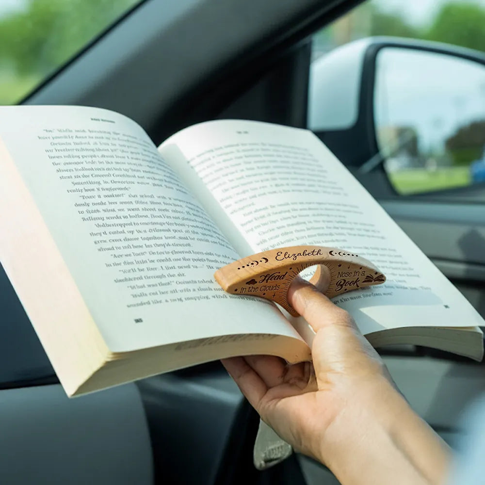 Personalized Book Page Holder with Name, Engraved Wooden Thumb Page Holder for One Hand Reading, Gift for Book Lover Reader Bookworm
