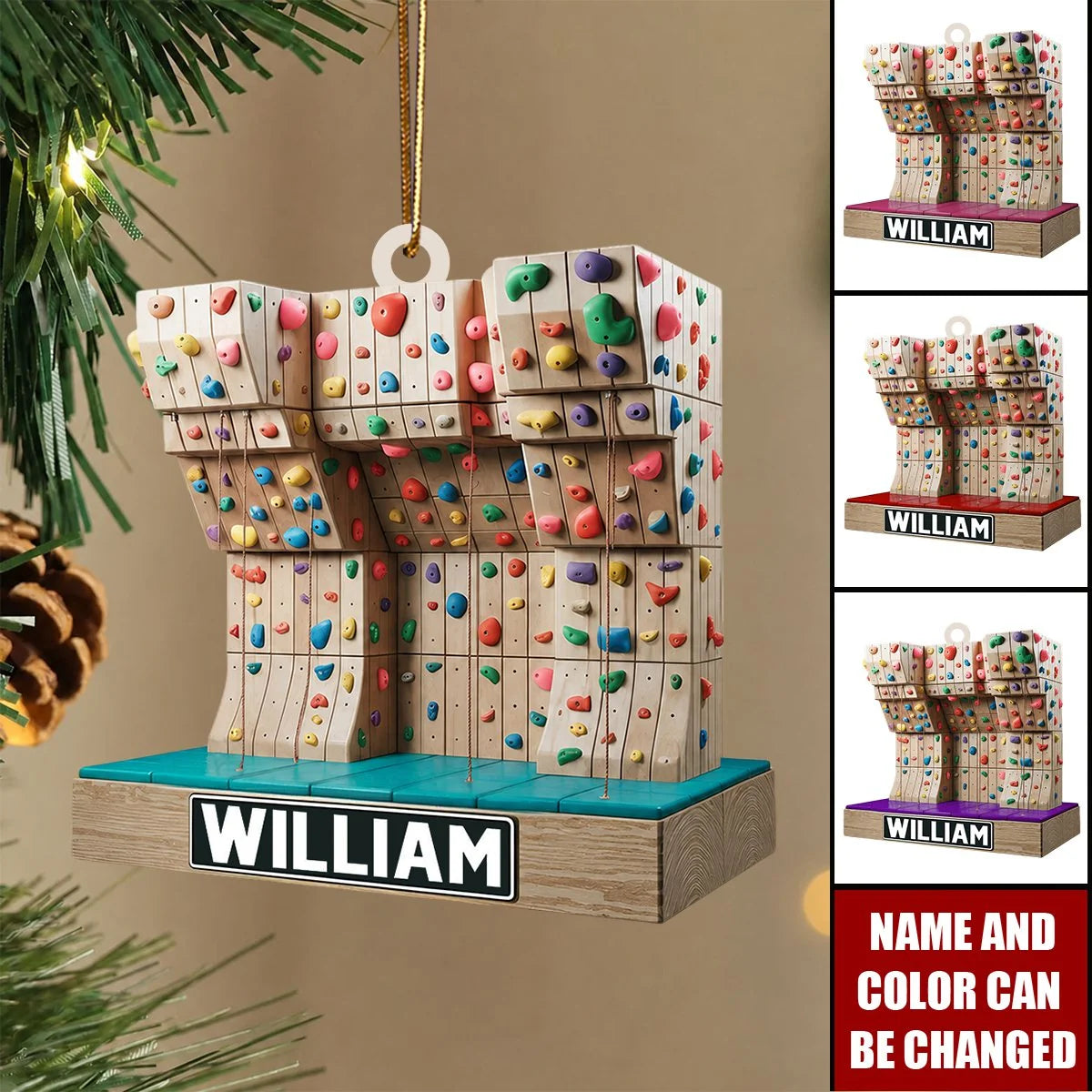 Personalized Rock Climbing Christmas Ornament with Name, Custom Acrylic Climber Keepsake, Gift for Rock Climber Mountain Lover Men Women