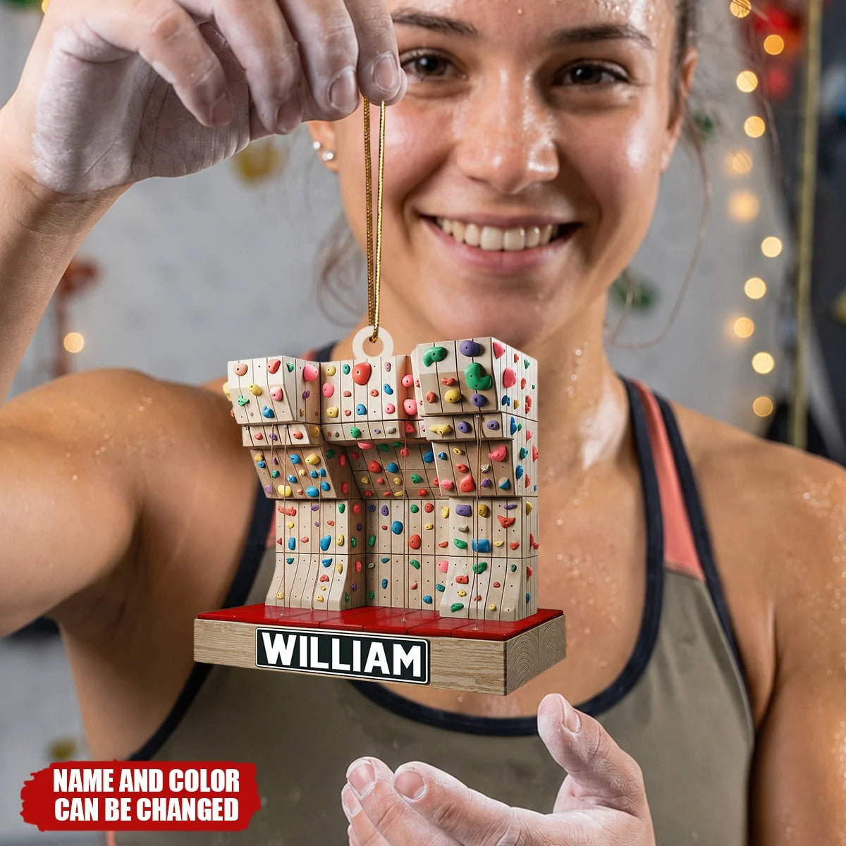 Personalized Rock Climbing Christmas Ornament with Name, Custom Acrylic Climber Keepsake, Gift for Rock Climber Mountain Lover Men Women