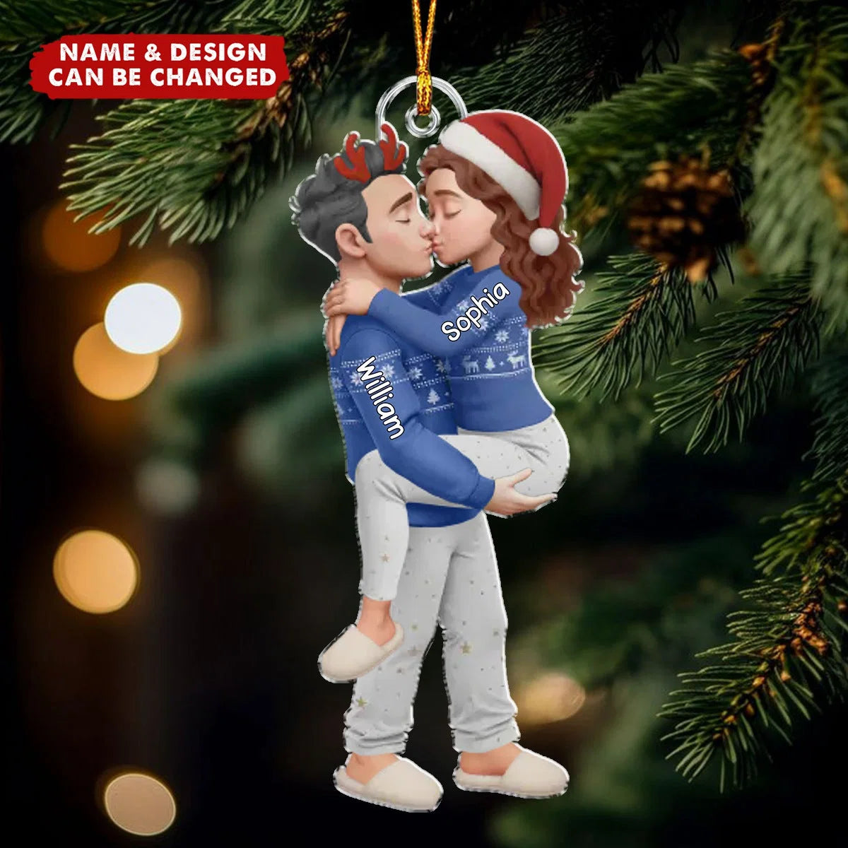 Personalized Husband Wife Christmas Ornament, Custom Couple Acrylic Keepsake, Romantic Gift for Husband Wife Newlyweds Anniversary