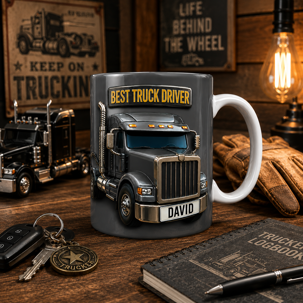 Personalized Best Truck Driver Coffee Mug 3D Effect with Custom Name, Ceramic Gift for Truck Driver, Trucker Coffee Cup, 11oz 15oz