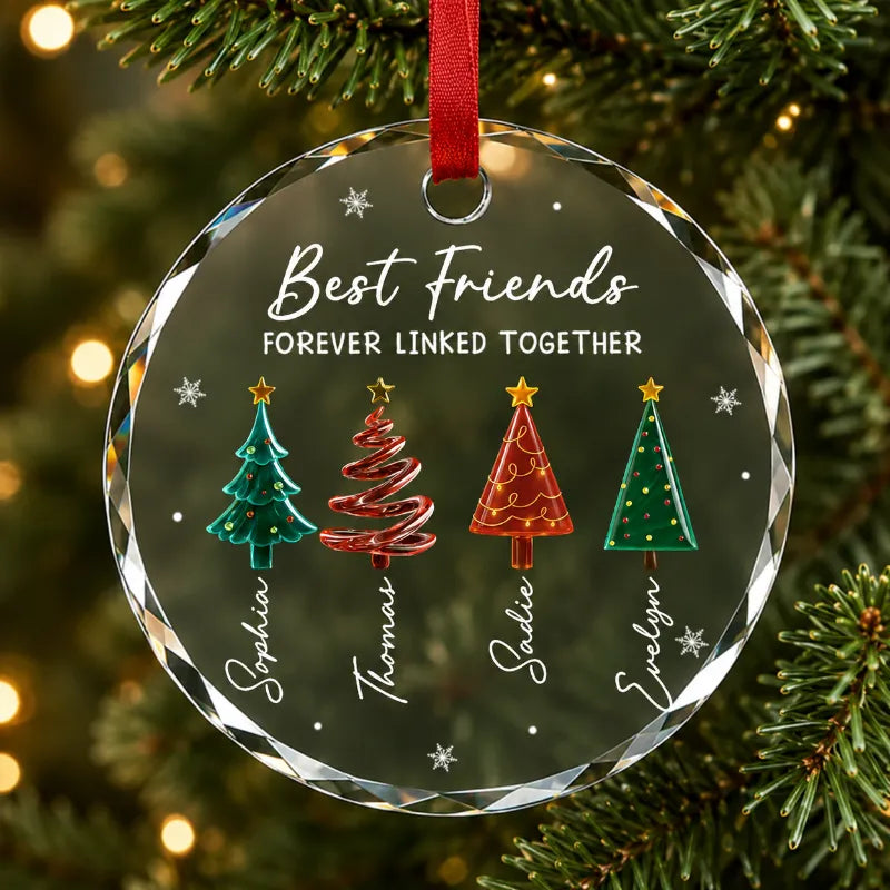 Personalized Siblings Glass Christmas Ornament with Names, Custom Brother Sister Family Keepsake, Christmas Gift for Sibling