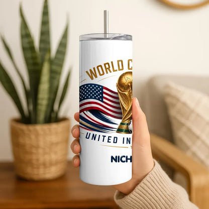 Personalized Soccer Tumbler with Name, Custom 20oz Stainless Steel Football Fan Travel Cup, 2026 Tournament Gift for Soccer Lover