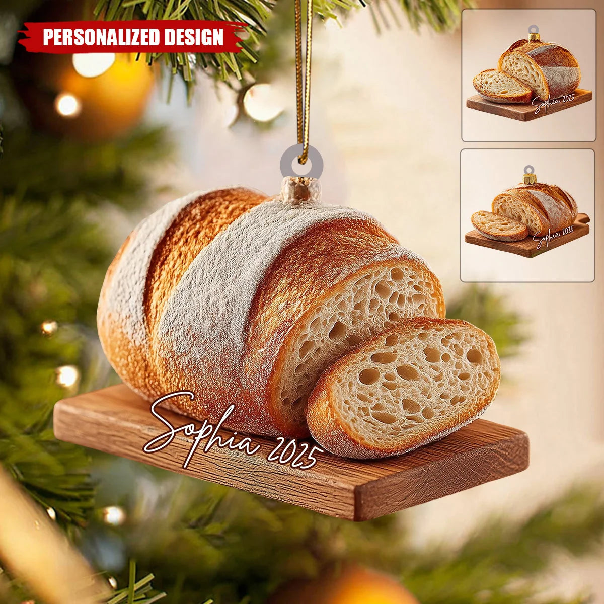 Personalized Sourdough Bread Christmas Ornament, Custom Acrylic Baker Keepsake, Gift for Sourdough Lover Bread Baker Mom Friend