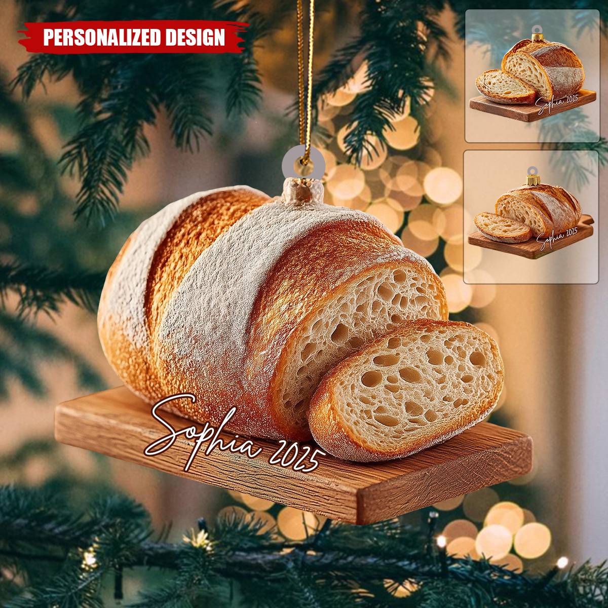 Personalized Sourdough Bread Christmas Ornament, Custom Acrylic Baker Keepsake, Gift for Sourdough Lover Bread Baker Mom Friend