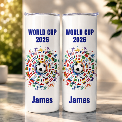 Personalized Soccer Fan Tumbler 3D Effect – Custom Name Football Gift Inspired by World Cup 2026