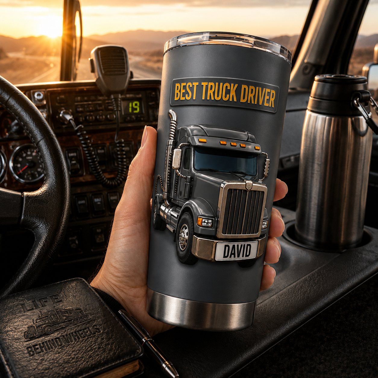 Personalized Best 3D Truck Driver 20oz Stainless Steel Tumbler, Custom Truck Driver Travel Mug, Gift for Trucker, Trucking Gift for Dad, Husband