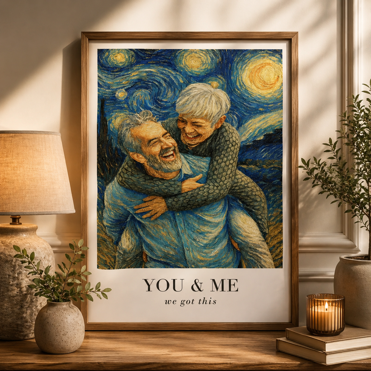 Paarporträt im Van-Gogh-Stil – Personalisiertes Poster oder Leinwand mit Zitat
