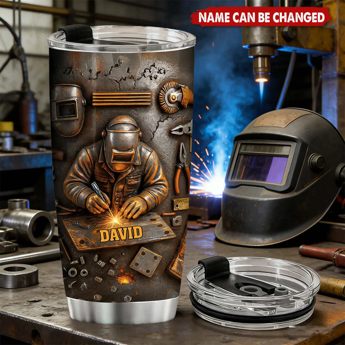 Personalized Welder Tumbler with Name, Custom Welding Tools Stainless Steel Travel Cup, 20oz 30oz Gift for Welder Dad Husband Craftsman