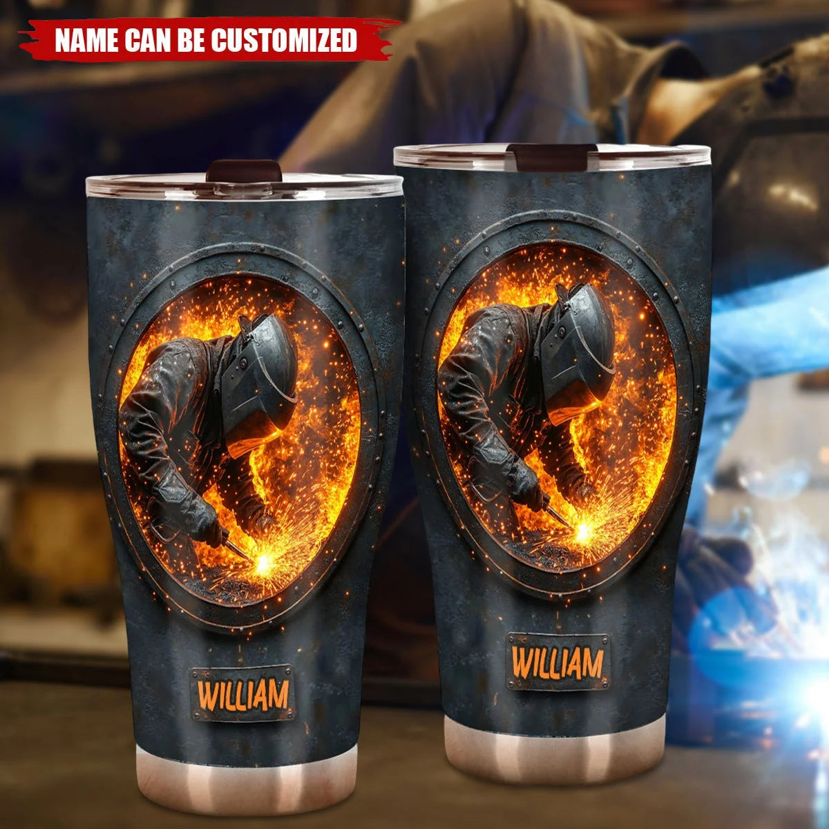 Personalized Welder Tumbler, Custom Stainless Steel Welding Travel Cup, 20oz 30oz Gift for Welder Man Dad Husband Boyfriend
