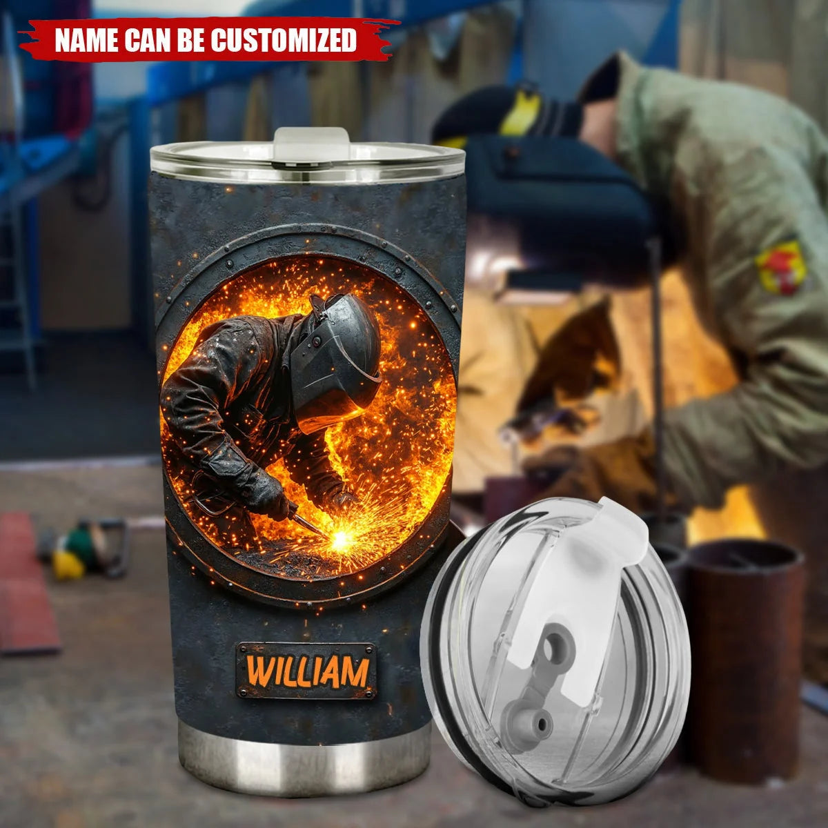 Personalized Welder Tumbler, Custom Stainless Steel Welding Travel Cup, 20oz 30oz Gift for Welder Man Dad Husband Boyfriend