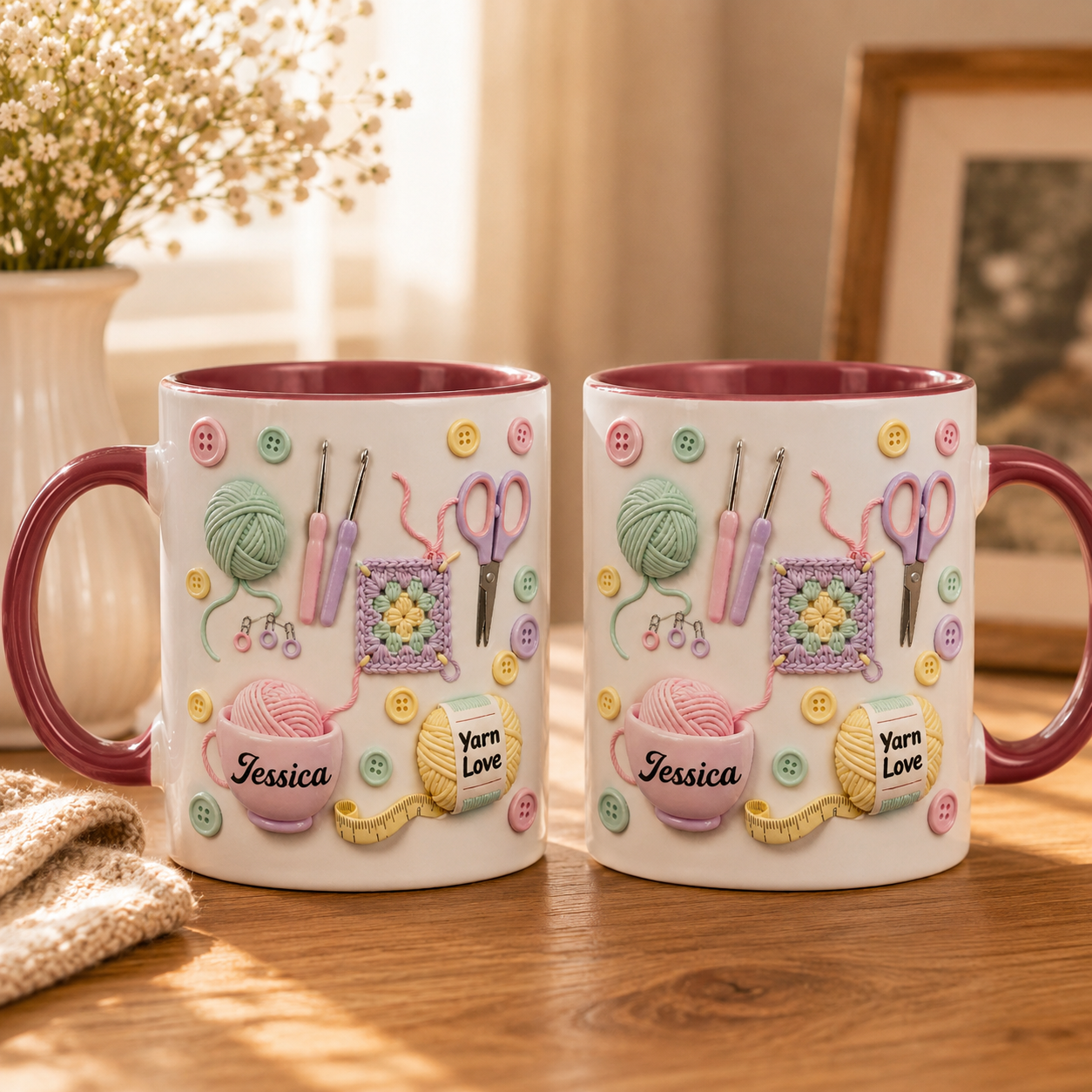 Tasse "Garnliebe" mit personalisiertem Akzent – personalisiertes Namensgeschenk für Strickerinnen