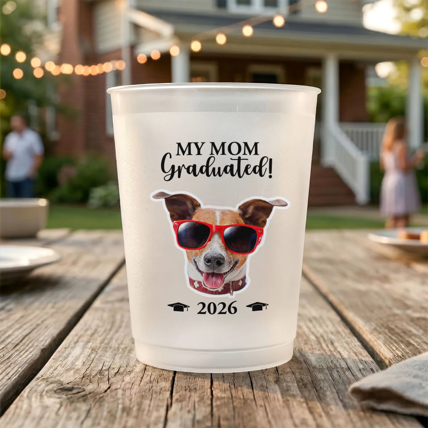 Individuelle Abschlussbecher mit Haustierfoto – Personalisierte Partybecher mit Frosted-Effekt