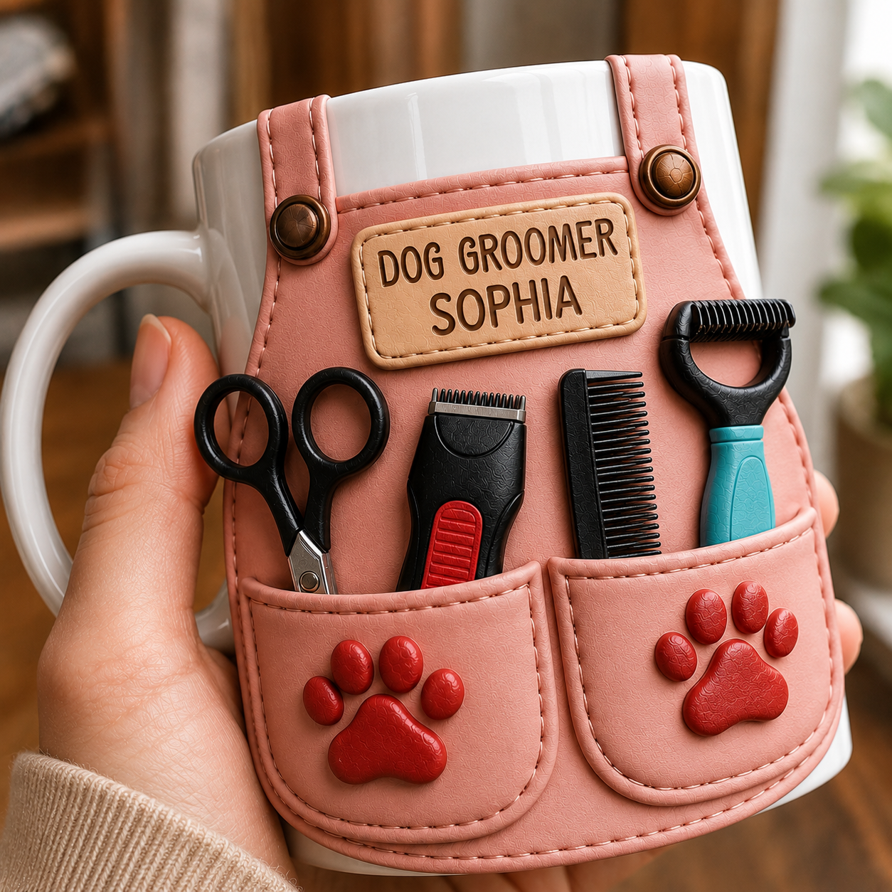 Personalized Dog Groomer Mug 3D Effect – Custom Name Gift for Pet Groomers & Dog Lovers