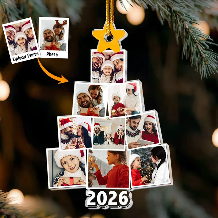 Photo Family Tree Christmas - Personalized Family Photo Ornament