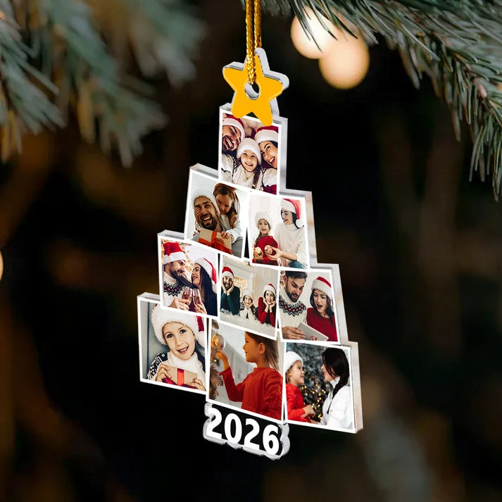 Photo Family Tree Christmas - Personalized Family Photo Ornament