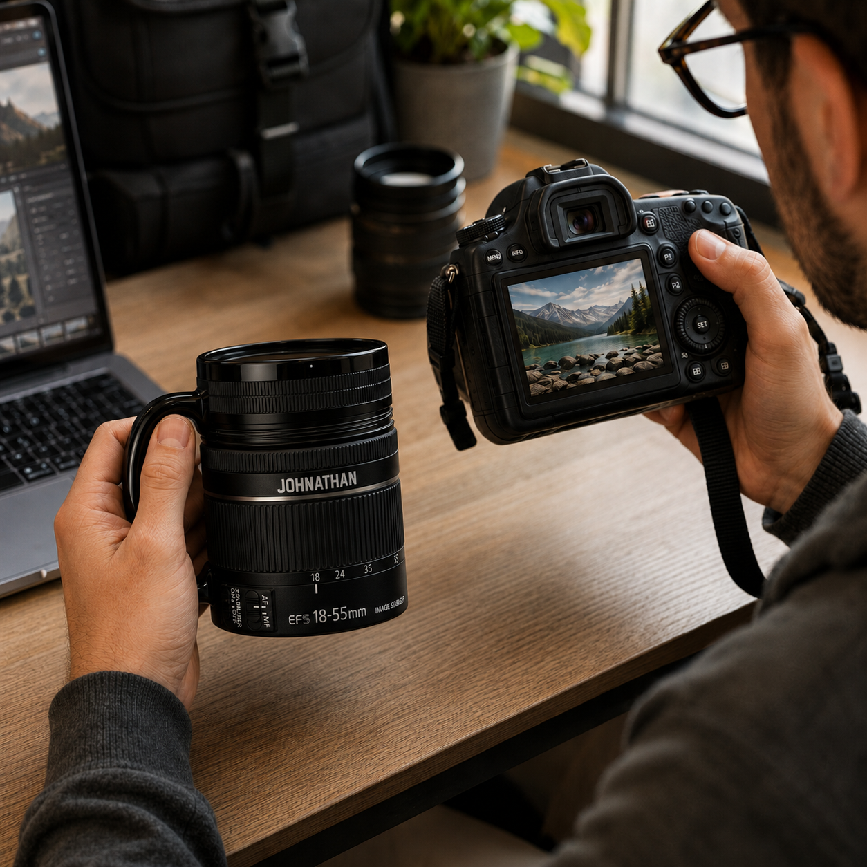 Personalized Camera Lens Coffee Mug 3D Effect with Custom Name, Camera Lens Mug Gift for Photographers, Photography Lover, Camera Enthusiast