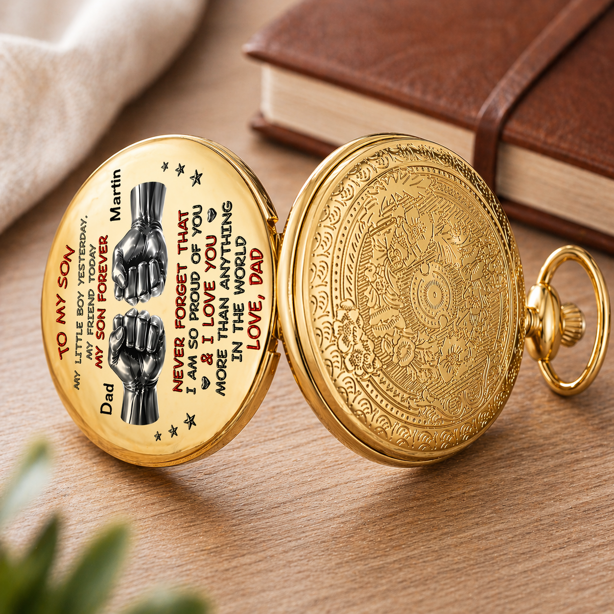 Für meinen Sohn, ein zeitloses Geschenk, das ihn jeden Tag daran erinnert, wie sehr er geliebt wird – personalisierte Taschenuhr mit individuellem Druck