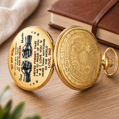 Für meinen Sohn, ein zeitloses Geschenk, das ihn jeden Tag daran erinnert, wie sehr er geliebt wird – personalisierte Taschenuhr mit individuellem Druck