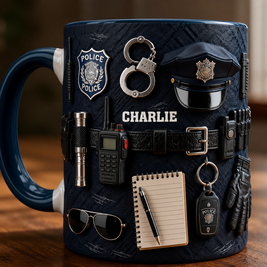 Personalized Police Officer 3D Effect Mug - Custom Name Law Enforcement Ceramic Coffee Cup, Police Academy Graduation Retirement Gift for Him Her, 11oz 15oz