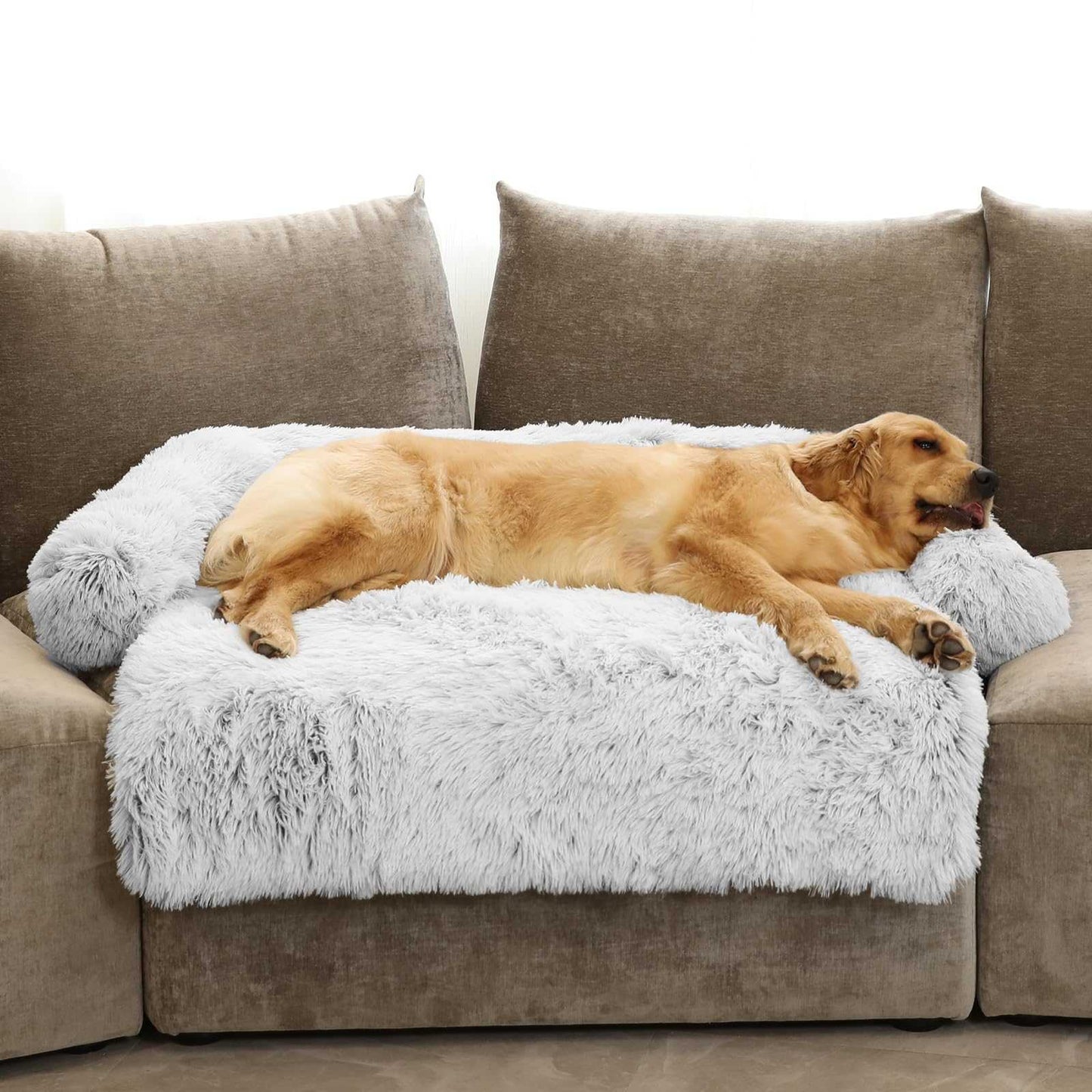 Luxurious Removable Dog Couch Cover, Washable Memory Foam Sofa Protector & Pet Bed
