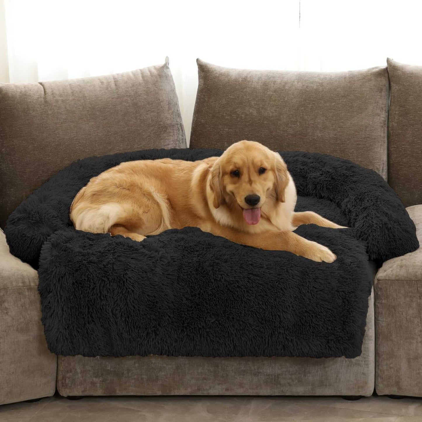 Luxurious Removable Dog Couch Cover, Washable Memory Foam Sofa Protector & Pet Bed