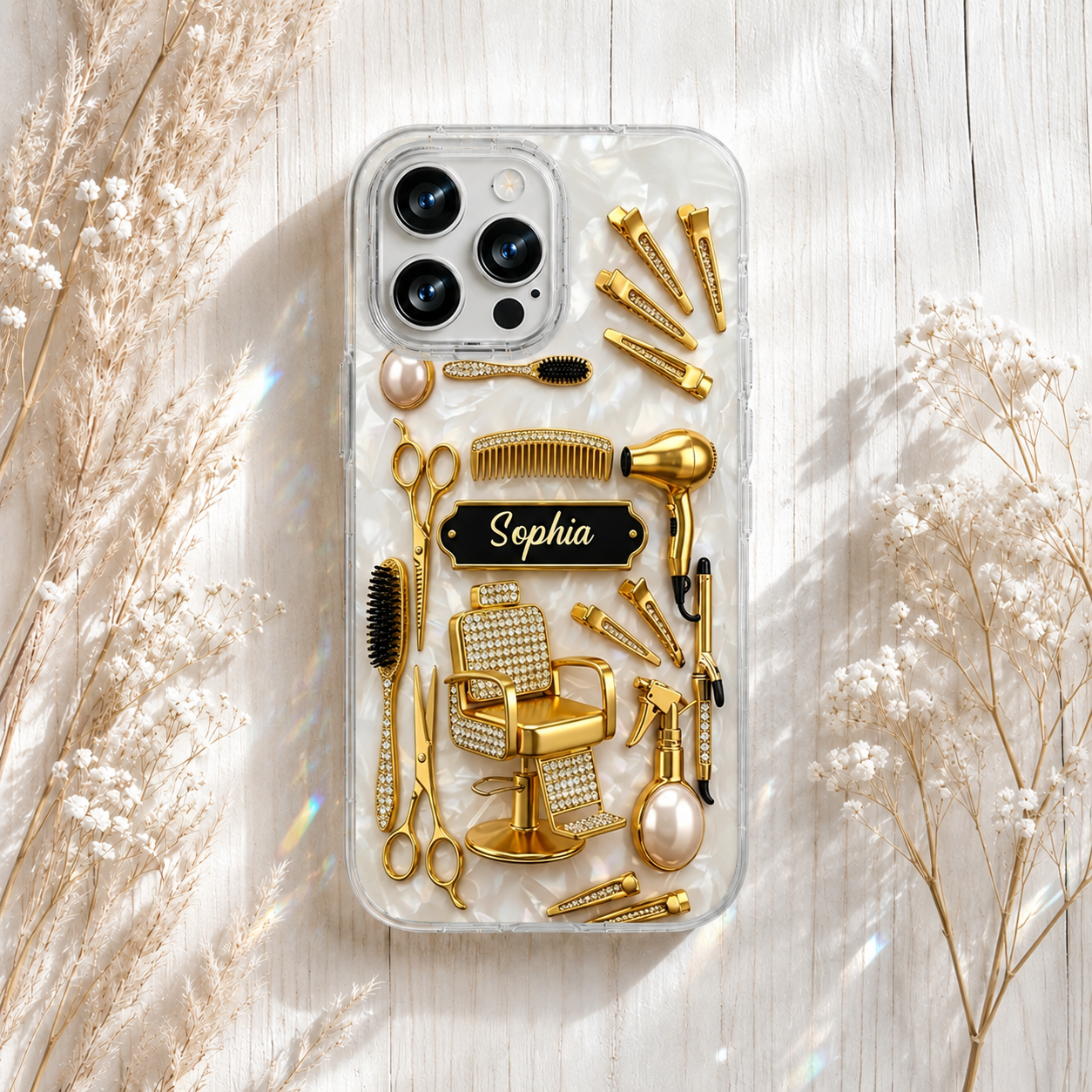 Personalized Hair Stylist Phone Case 3D Effect – Custom Name Hairdresser Gift for Hairstylists & Beauty Professional