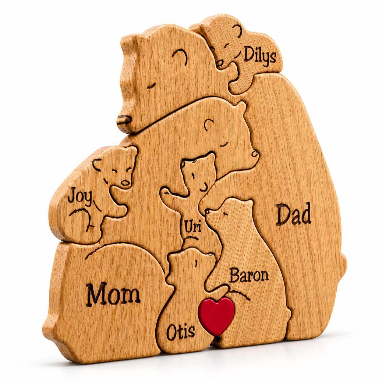 Personalisiertes Holzbärenfamilien-Puzzle, individuelles Namensgeschenk für die Familie