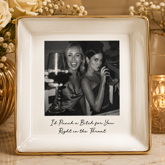 Custom Bestie Photo Trinket Tray – Personalized Jewelry Dish for Best Friend