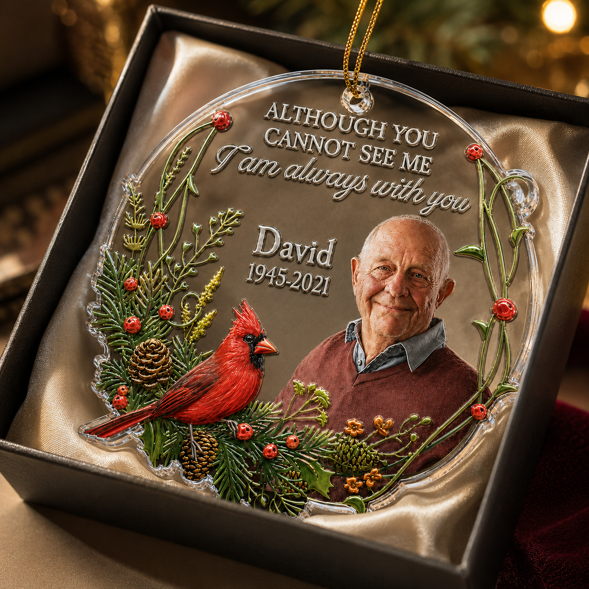 Personalized Memorial Photo Ornament, Custom Acrylic Christmas Remembrance Ornament, Sympathy Gift for Loss of Loved One