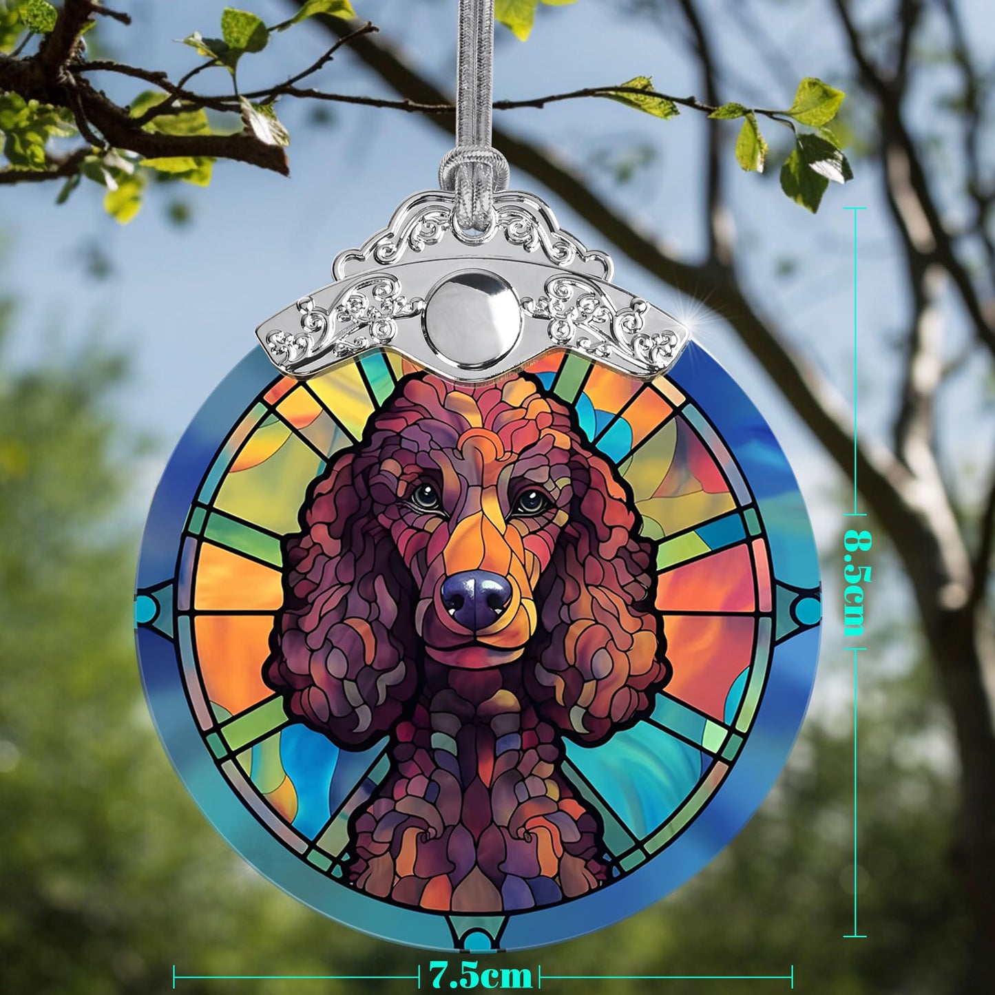 Christmas Ornament, Poodle Christmas Decor, Poodle Ornaments for Christmas Tree, Stained Glass Ornament, Poodle Gifts