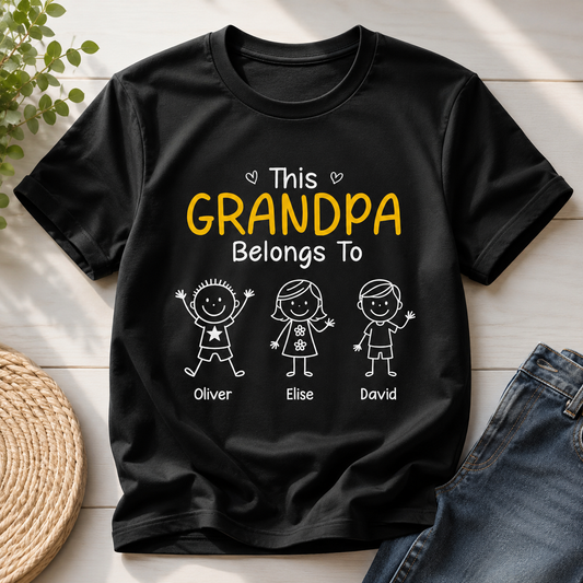 Dieses Opa Gehört Zu Personalisierte T-Shirt – Geschenk mit Namen der Kinder