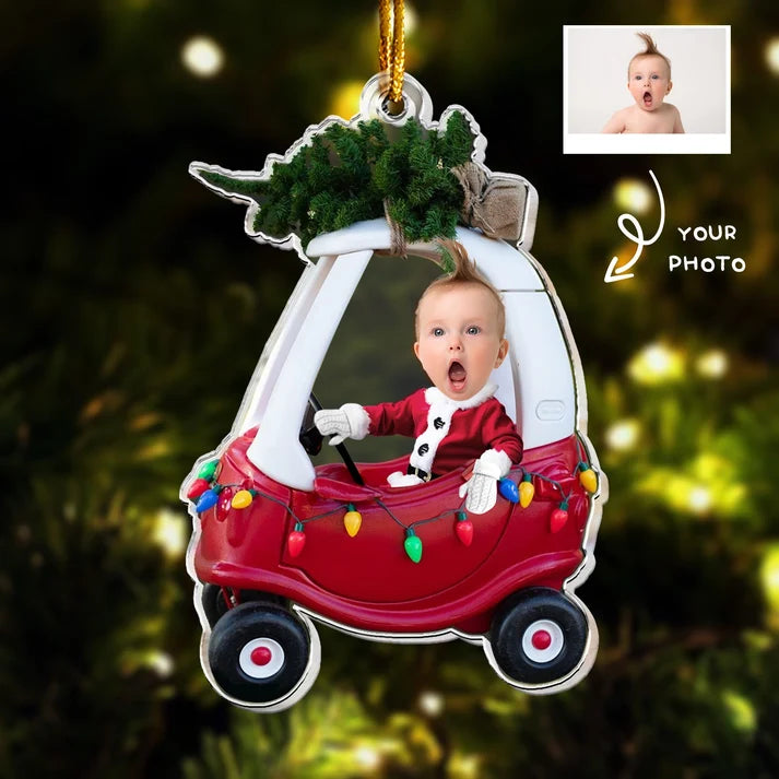 Personalized Baby Photo Christmas Ornament, Custom Newborn Kid Acrylic Picture Keepsake, Gift for New Parents Grandparents Baby First Christmas