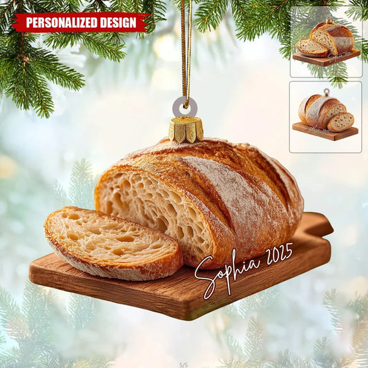 Personalized Sourdough Bread Christmas Ornament, Custom Acrylic Baker Keepsake, Gift for Sourdough Lover Bread Baker Mom Friend
