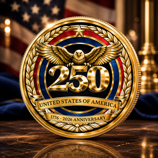 USA 250th Anniversary Commemorative Coin – Personalized 1776–2026 Patriotic Keepsake Gift