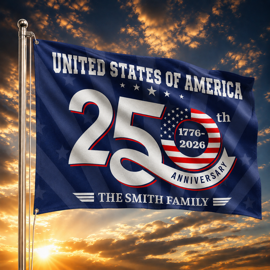 USA 250. Jubiläum Personalisierte Hausflagge – 1776–2026 Patriotische Außenflagge