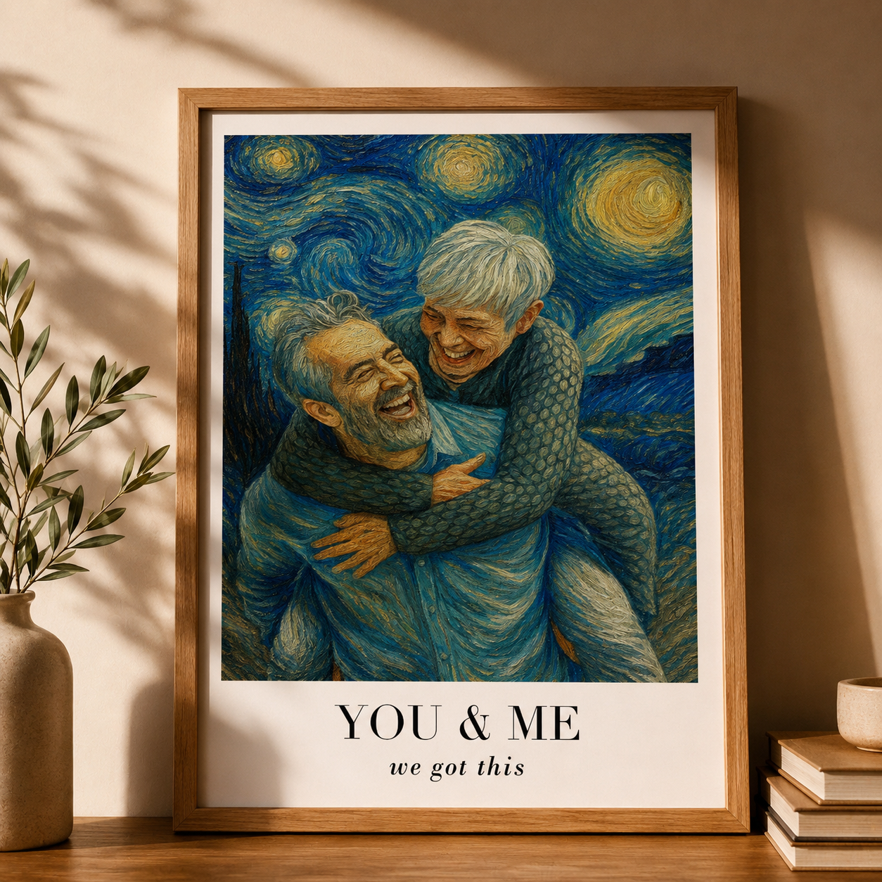 Paarporträt im Van-Gogh-Stil – Personalisiertes Poster oder Leinwand mit Zitat