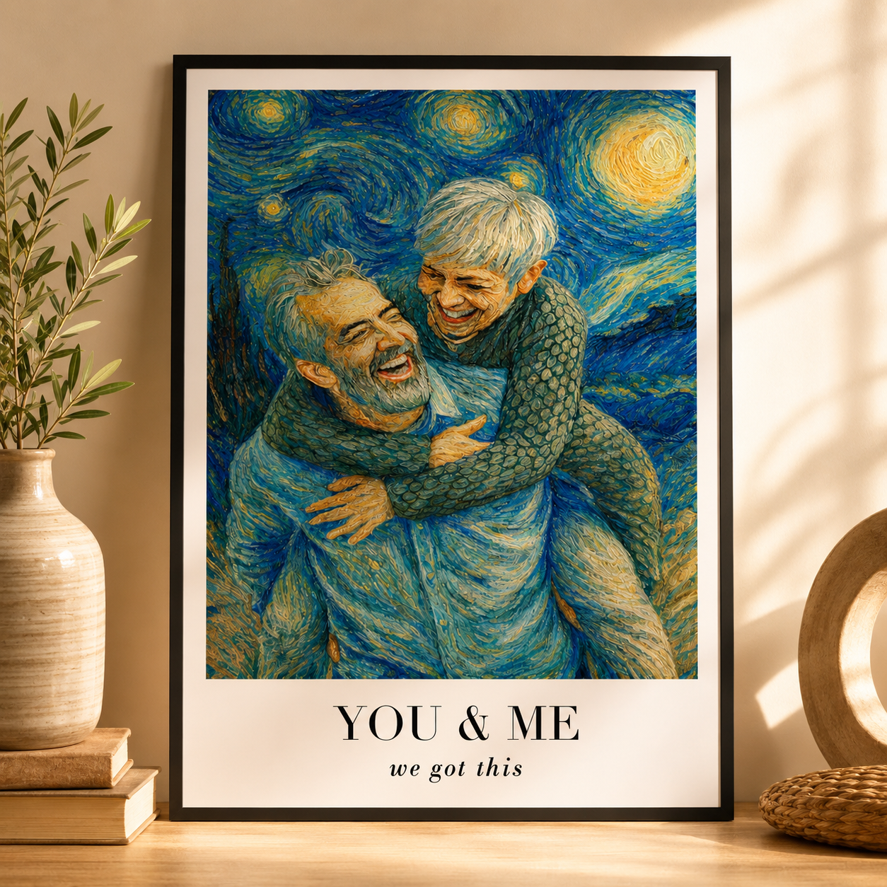 Paarporträt im Van-Gogh-Stil – Personalisiertes Poster oder Leinwand mit Zitat