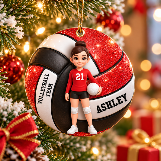 Volleyball Boy & Girl 3D Effect - Personalized Acrylic Ornament