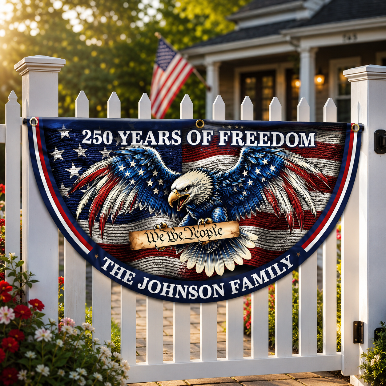 Personalized We The People Patriotic Eagle Fan Flag