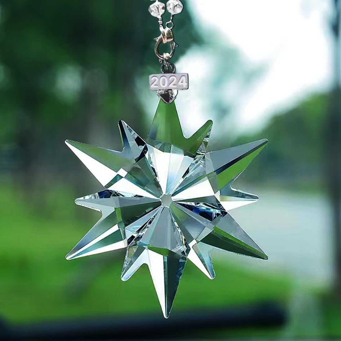 2024 Annual Christmas Ornaments Crystal Snowflake Star, Sparkly Crystal Ornament for Christmas Tree, Beautiful Ornaments for Women Girls