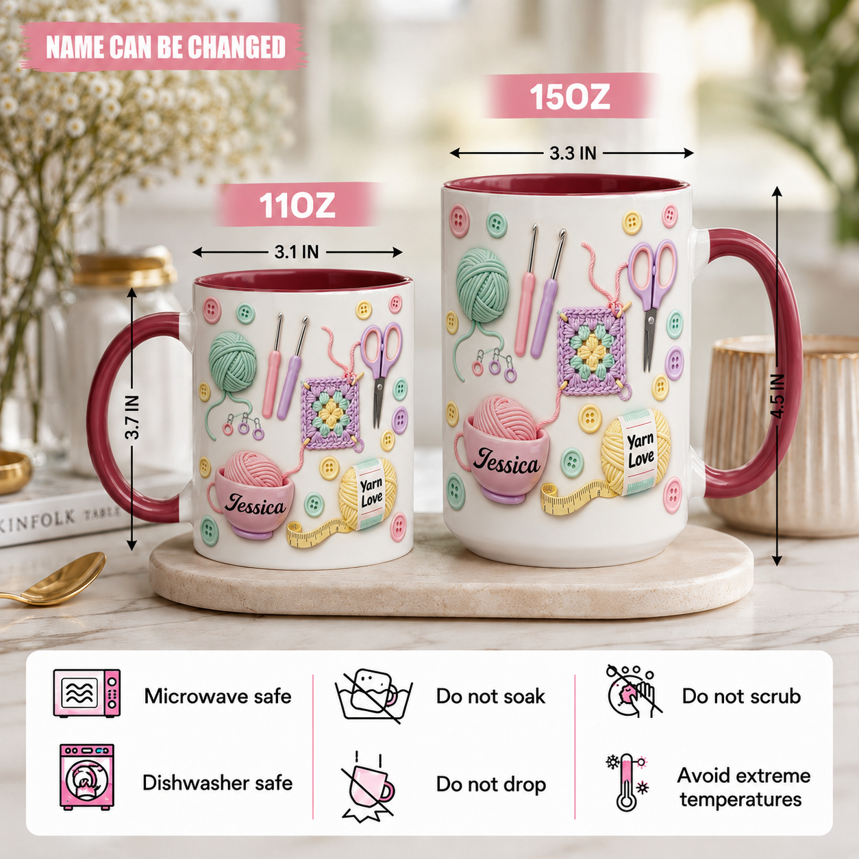 Tasse "Garnliebe" mit personalisiertem Akzent – personalisiertes Namensgeschenk für Strickerinnen