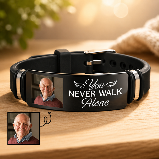 You Never Walk Alone Gedenkarmband – Personalisiertes Foto Silikonarmband