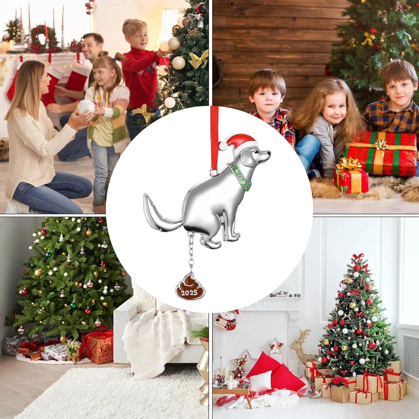 Funny Pooping Dog Ornament - Naughty Metal Dog Poop for Christmas Tree Home Car Decoration 2025