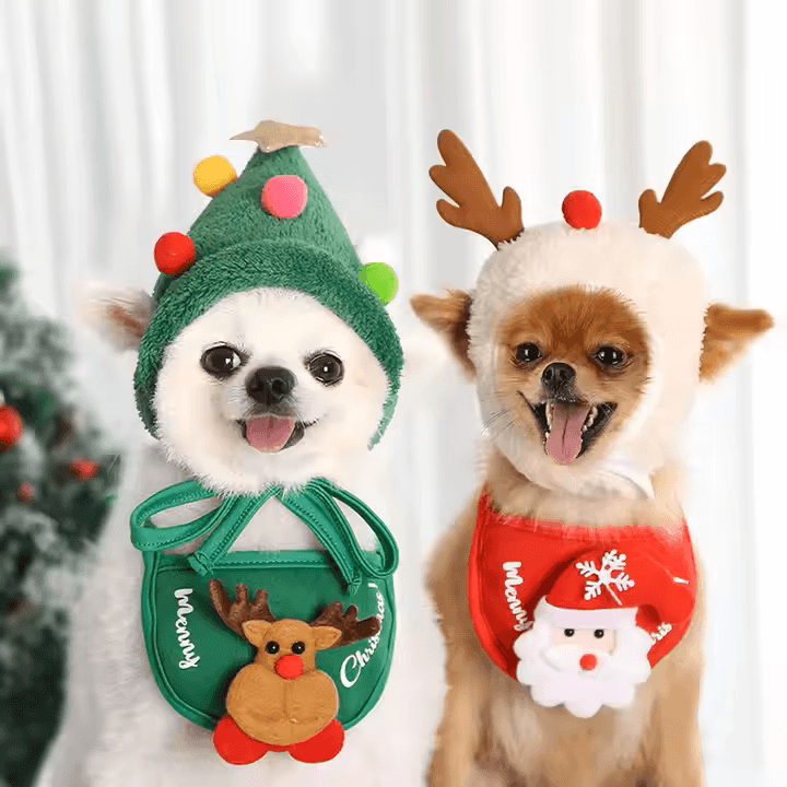 Acogedor gorro de asta para mascota para Navidad