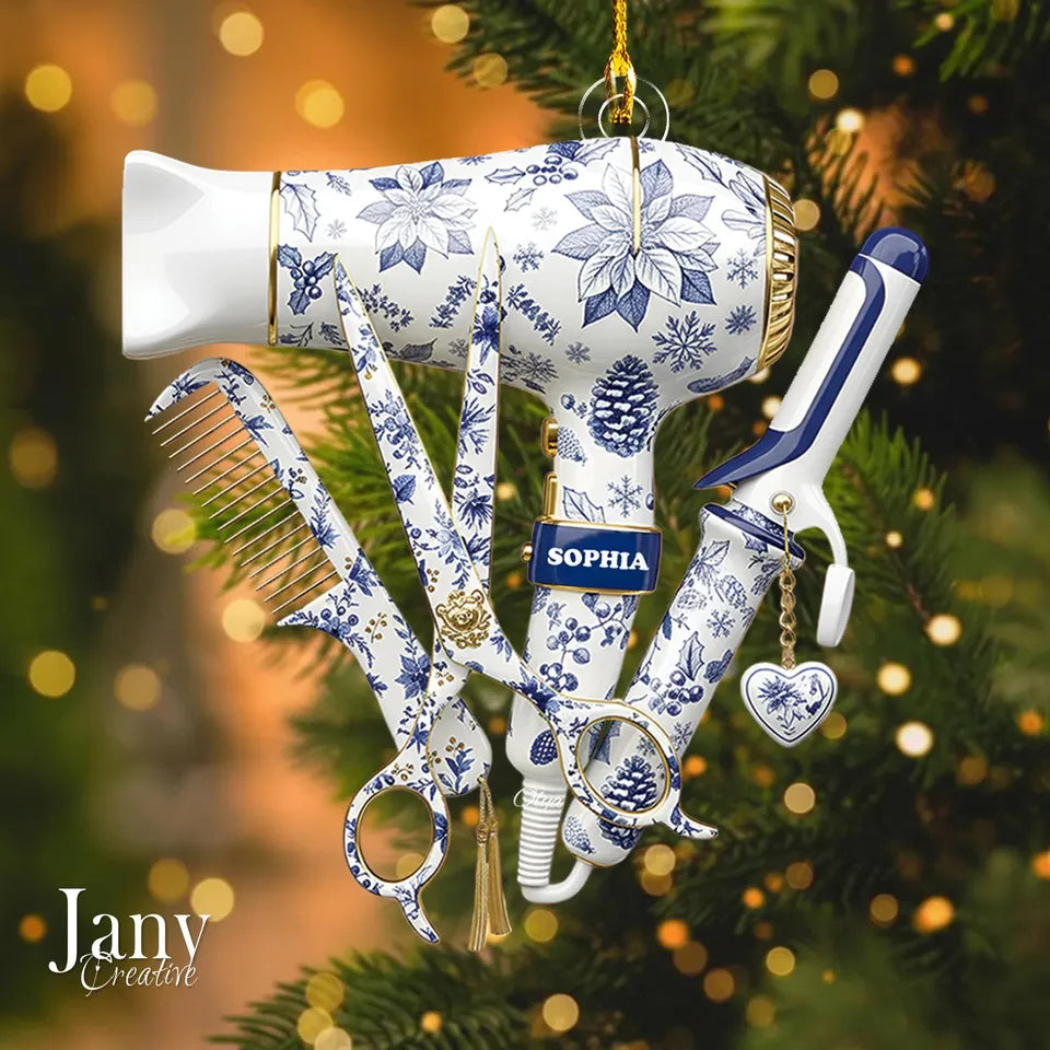 Custom Name Hairstylist Christmas Ornament, Hairdresser Gift, Hair Stylist Gift, Christmas Gifts for Hairstylist, Hairdresser Ornament Gift